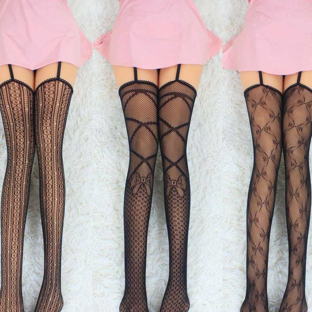 レディースレギンス 蝶結び柄のセクシーガーターストッキング